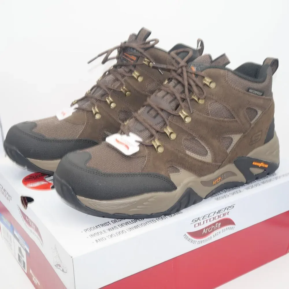 NEW Skechers Men's 13 Arch Fit Recon Beyonder WP Boots Brown Goodyear Outsoles